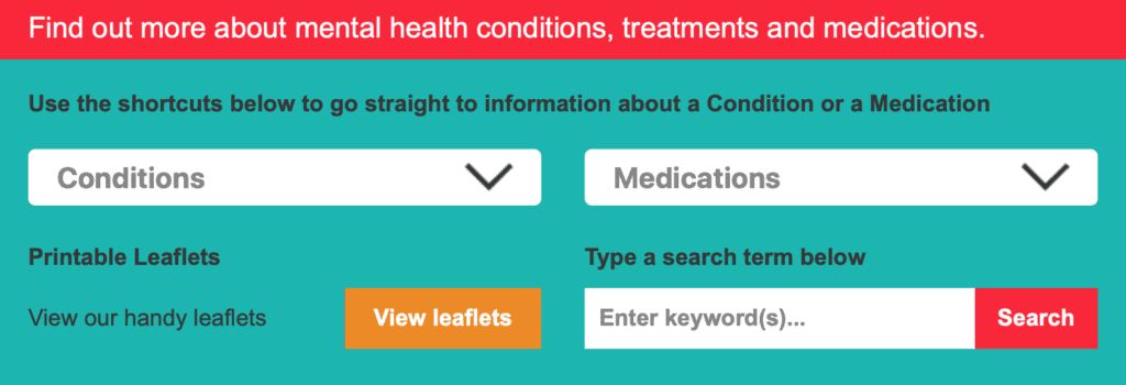 A screenshot of the Choice and Medication homepage