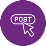 Postal service icon in purple circle
