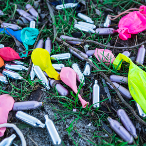 picture of balloons and canisters that have been used to take NOS