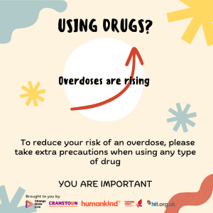 harm reduction advice - overdoses are rising shared text messaging from leading drug and alcohol providers