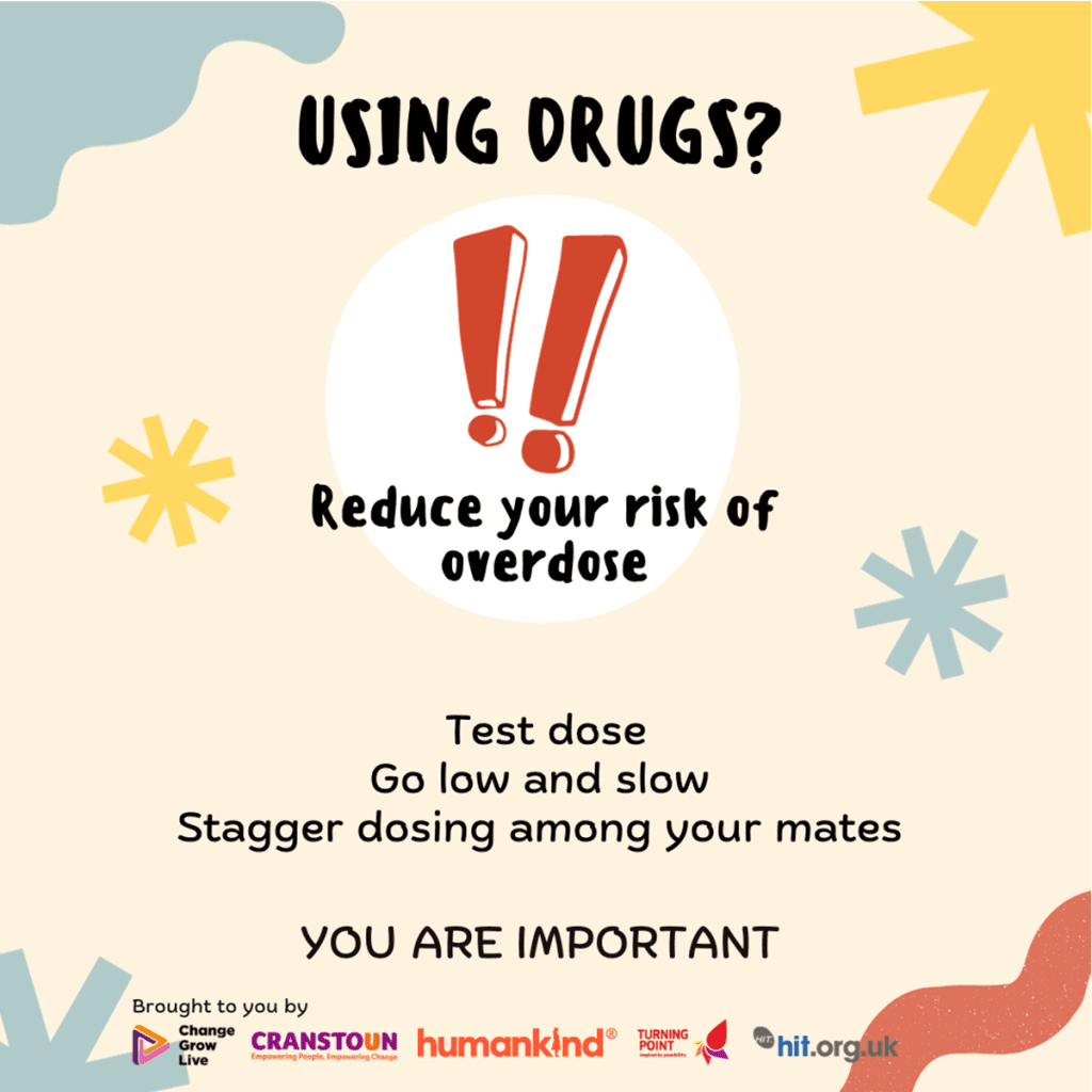 harm reduction advice - reduce your risk of overdose shared text messaging from leading drug and alcohol providers